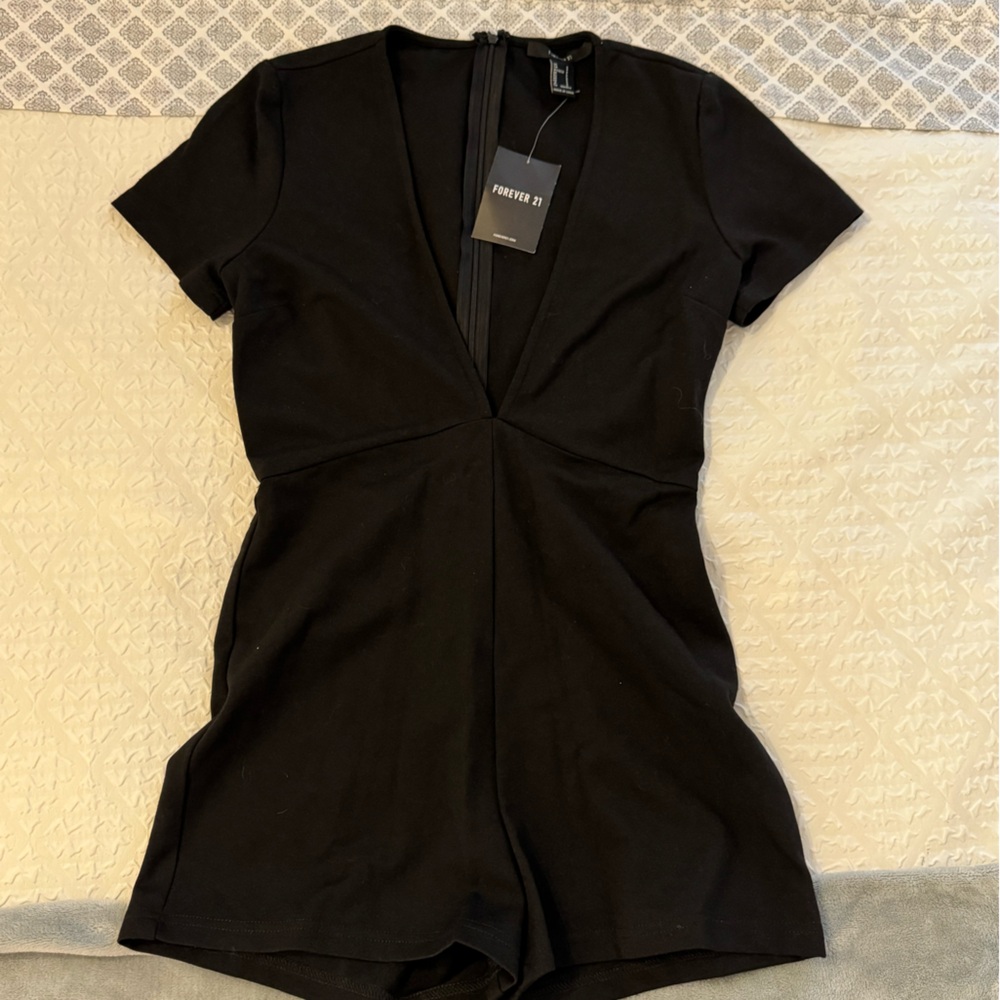 Forever 21 Black Deep V Romper